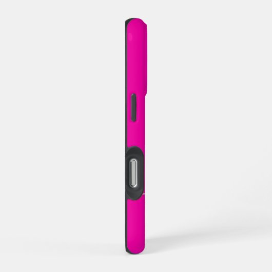 Modern Hot Pink Black Script Monogram iPhone Hoesje (Rechterkant)