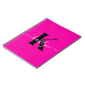 Modern Hot Pink Black Script Monogram Notitieboek (Linkerzijde)