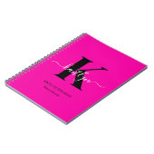 Modern Hot Pink Black Script Monogram Notitieboek (Linkerzijde)