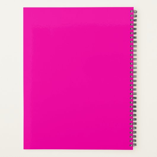 Modern Hot Pink Black Script Monogram Planner (Achterkant)