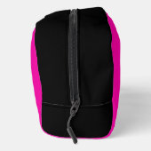 Modern Hot Pink Black Script Monogram Toilettasje (Rechts)