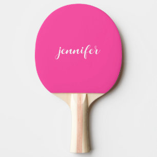 Modern Hot Pink Eenvoudige Sjabloon Handgeschreven Tafeltennisbatje