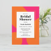 Modern Hot Pink en Oranje Abstract Vrijgezellenfee Kaart (Staand voorkant)