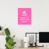 Modern Hot Pink en Roos Inspirerend Quote Poster (Thuiskantoor)