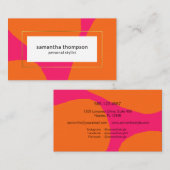 Modern Hot Pink en Sinaasappel Chic Abstract Visitekaartje (Voorkant / Achterkant)