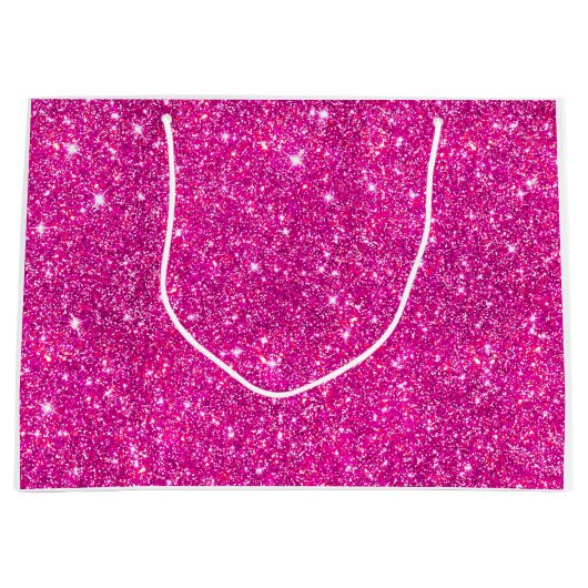 Modern Hot Pink Faux Glitter Pattern Girly Large Cadeautasje (Voorkant)