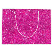 Modern Hot Pink Faux Glitter Pattern Girly Large Cadeautasje (Achterkant)