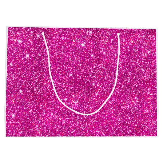 Modern Hot Pink Faux Glitter Pattern Girly Large Cadeautasje (Achterkant)