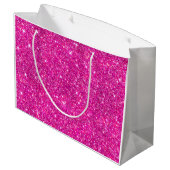 Modern Hot Pink Faux Glitter Pattern Girly Large Cadeautasje (Achterkant Gekanteld)