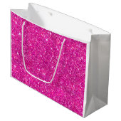 Modern Hot Pink Faux Glitter Pattern Girly Large Cadeautasje (Voorkant Gekanteld)