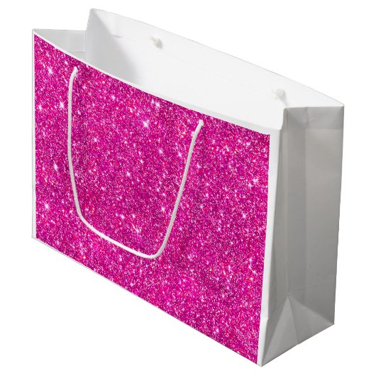 Modern Hot Pink Faux Glitter Pattern Girly Large Cadeautasje (Voorkant Gekanteld)