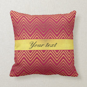 Modern Hot Pink Faux Gold Foil Chevrons Kussen