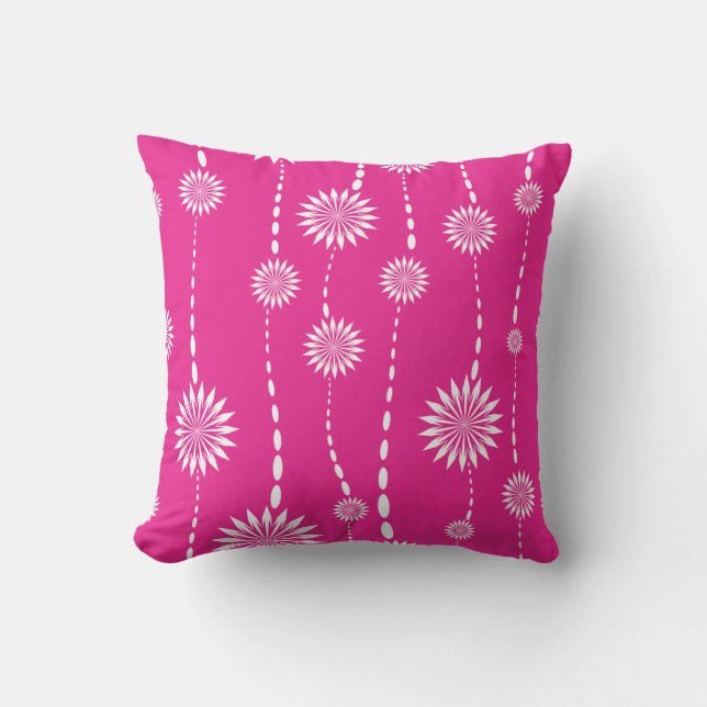 Modern Hot Pink Floral Decoratief Sierkussen (Voorkant)