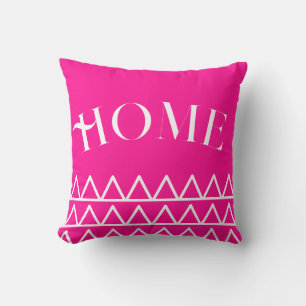 Modern Hot Pink Geometric Home Typografie Kussen