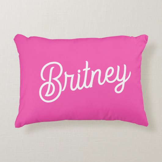 Modern Hot Pink gepersonaliseerd monogram en naam Accent Kussen (Voorkant)