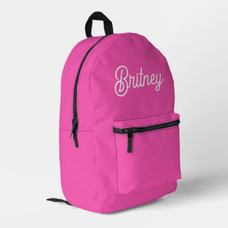 Modern Hot Pink gepersonaliseerd monogram en naam Bedrukte Rugzak