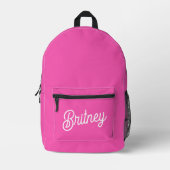 Modern Hot Pink gepersonaliseerd monogram en naam Bedrukte Rugzak (Voorkant)