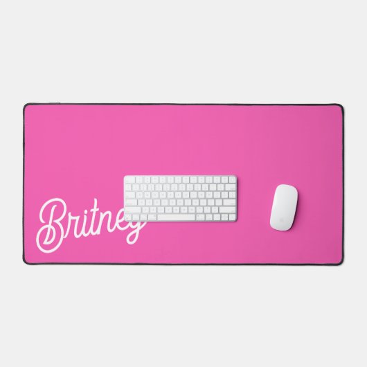 Modern Hot Pink gepersonaliseerd monogram en naam Bureaumat (Keyboard & Muis)