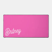 Modern Hot Pink gepersonaliseerd monogram en naam Bureaumat (Voorkant)