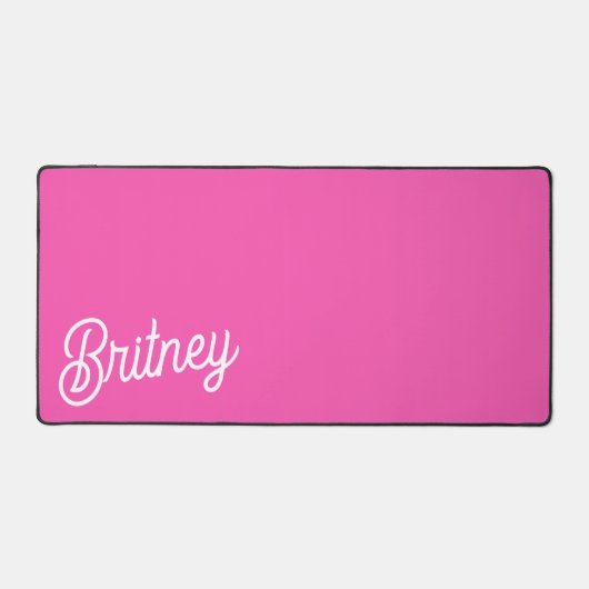 Modern Hot Pink gepersonaliseerd monogram en naam Bureaumat (Voorkant)