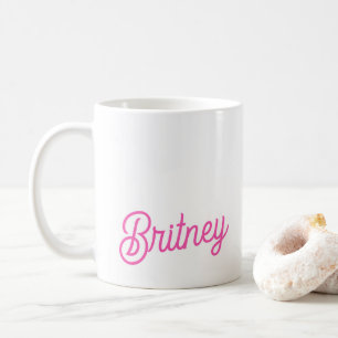 Modern Hot Pink gepersonaliseerd monogram en naam Koffiemok