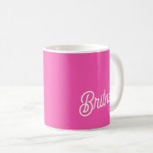 Modern Hot Pink gepersonaliseerd monogram en naam Koffiemok (Voorkant rechts)