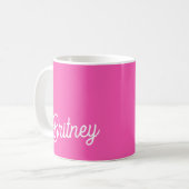 Modern Hot Pink gepersonaliseerd monogram en naam Koffiemok (Voorkant links)