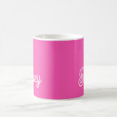 Modern Hot Pink gepersonaliseerd monogram en naam Koffiemok (Center)