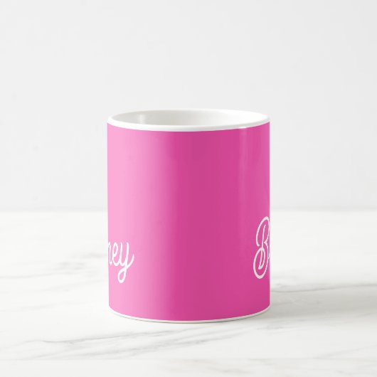 Modern Hot Pink gepersonaliseerd monogram en naam Koffiemok (Center)