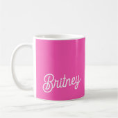 Modern Hot Pink gepersonaliseerd monogram en naam Koffiemok (Links)