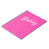 Modern Hot Pink gepersonaliseerd monogram en naam Notitieboek (Linkerzijde)