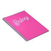 Modern Hot Pink gepersonaliseerd monogram en naam Notitieboek (Rechterzijde)