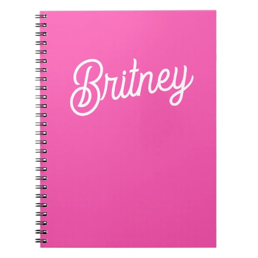 Modern Hot Pink gepersonaliseerd monogram en naam Notitieboek (Voorkant)