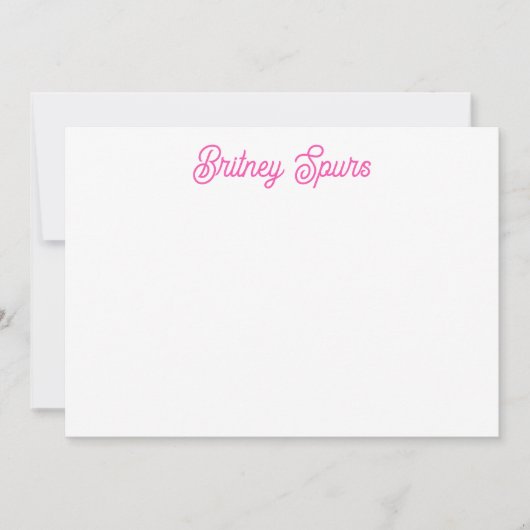 Modern Hot Pink gepersonaliseerd monogram en naam Notitiekaartje (Voorkant)