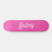 Modern Hot Pink gepersonaliseerd monogram en naam Persoonlijk Skateboard (Horizontaal)