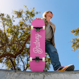 Modern Hot Pink gepersonaliseerd monogram en naam Persoonlijk Skateboard