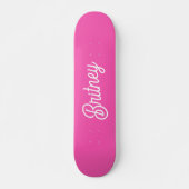 Modern Hot Pink gepersonaliseerd monogram en naam Persoonlijk Skateboard (Voorkant)