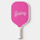 Modern Hot Pink gepersonaliseerd monogram en naam Pickleball Paddle (Achterkant)