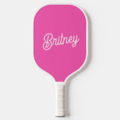 Modern Hot Pink gepersonaliseerd monogram en naam Pickleball Paddle (Voorkant)