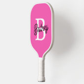 Modern Hot Pink gepersonaliseerd monogram en naam Pickleball Paddle (Links)
