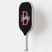 Modern Hot Pink gepersonaliseerd monogram en naam Pickleball Paddle (Links)