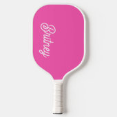 Modern Hot Pink gepersonaliseerd monogram en naam Pickleball Paddle (Achterkant)