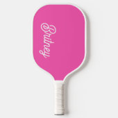 Modern Hot Pink gepersonaliseerd monogram en naam Pickleball Paddle (Voorkant)