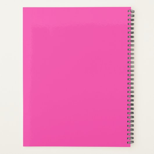 Modern Hot Pink gepersonaliseerd monogram en naam Planner (Achterkant)