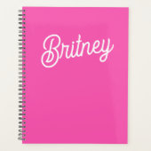 Modern Hot Pink gepersonaliseerd monogram en naam Planner (Voorkant)