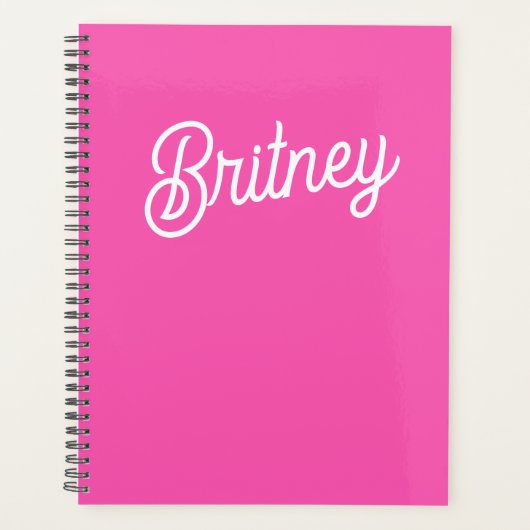 Modern Hot Pink gepersonaliseerd monogram en naam Planner (Voorkant)