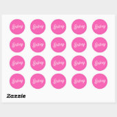 Modern Hot Pink gepersonaliseerd monogram en naam Ronde Sticker (Vel)
