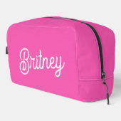 Modern Hot Pink gepersonaliseerd monogram en naam Toilettasje (Rechterhoek)