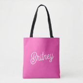 Modern Hot Pink gepersonaliseerd monogram en naam Tote Bag (Voorkant)