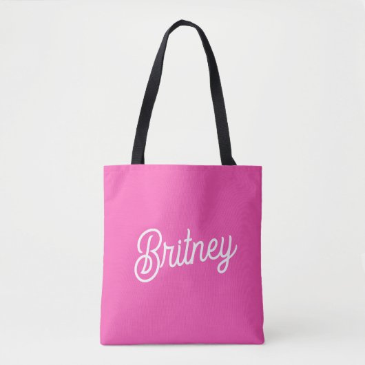 Modern Hot Pink gepersonaliseerd monogram en naam Tote Bag (Voorkant)